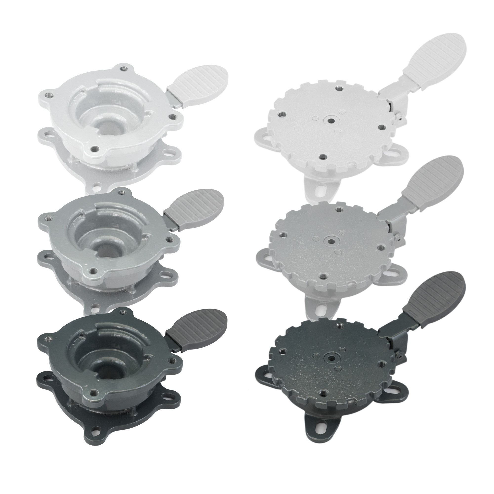 Drehmechanismus für Ampelschirm mit Hebel und Befestigungslöchern