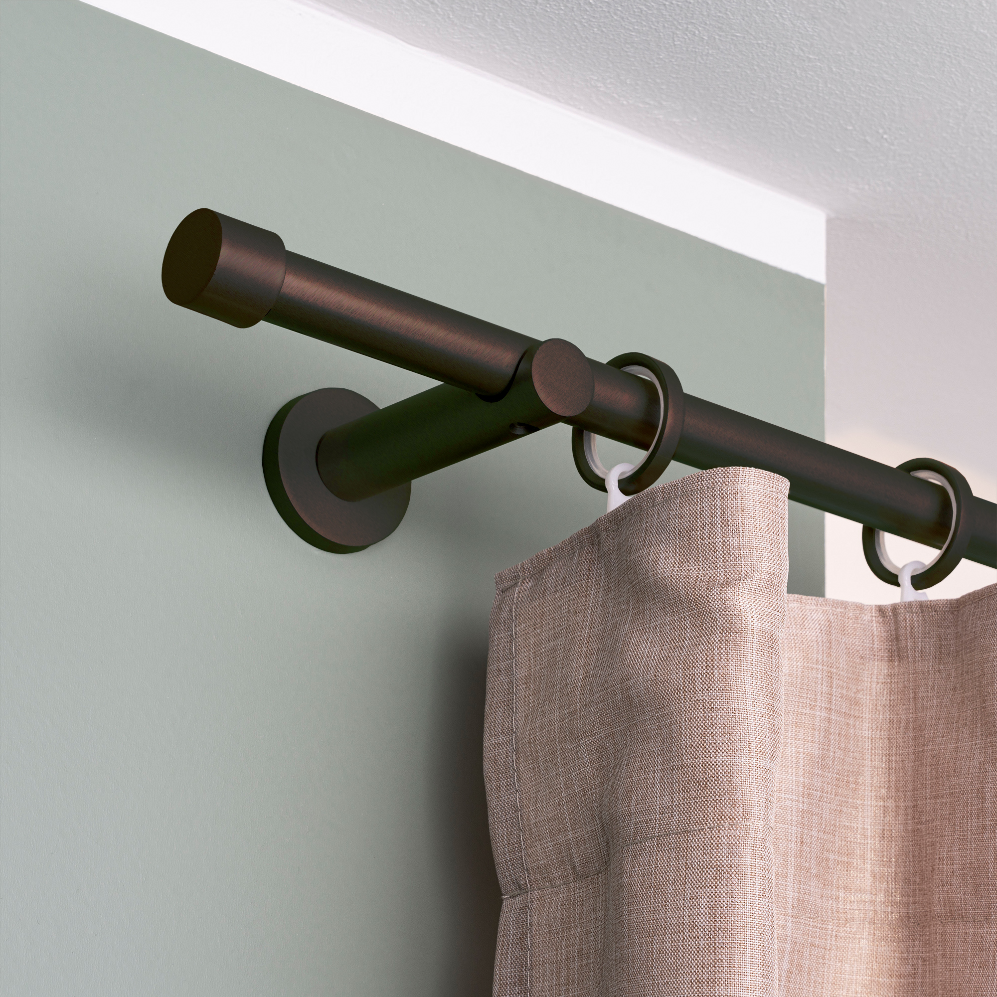 Gardinenstange mit Wandhalterung und Ringen für Vorhänge