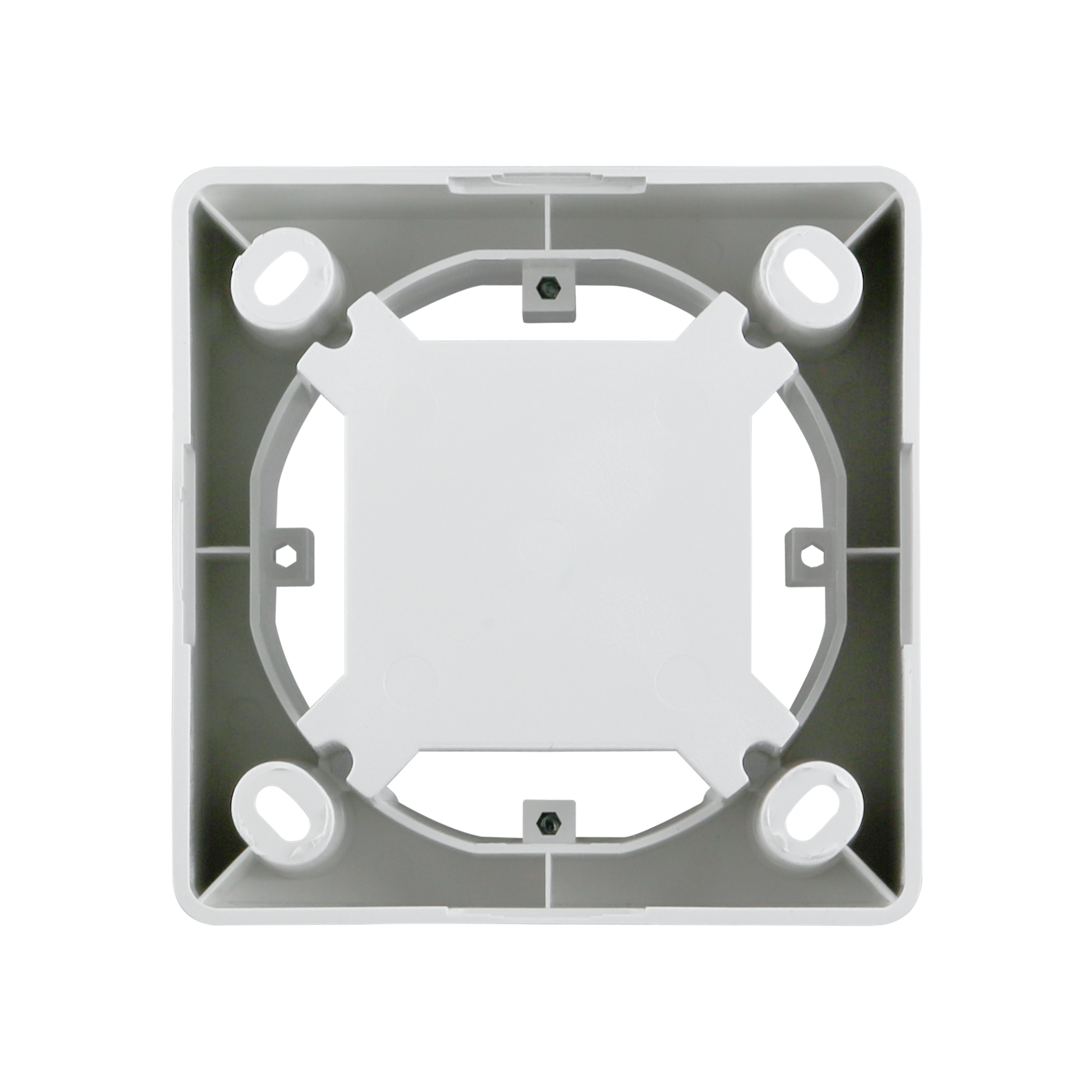 slider_image_019320d649307b21a5456992869284be Quadratischer Aufputzrahmen mit zentraler Öffnung und vier Befestigungspunkten