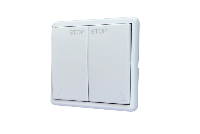 Wippschalter mit zwei Tasten, geeignet für elektrische Steuerungen, rechteckige Form