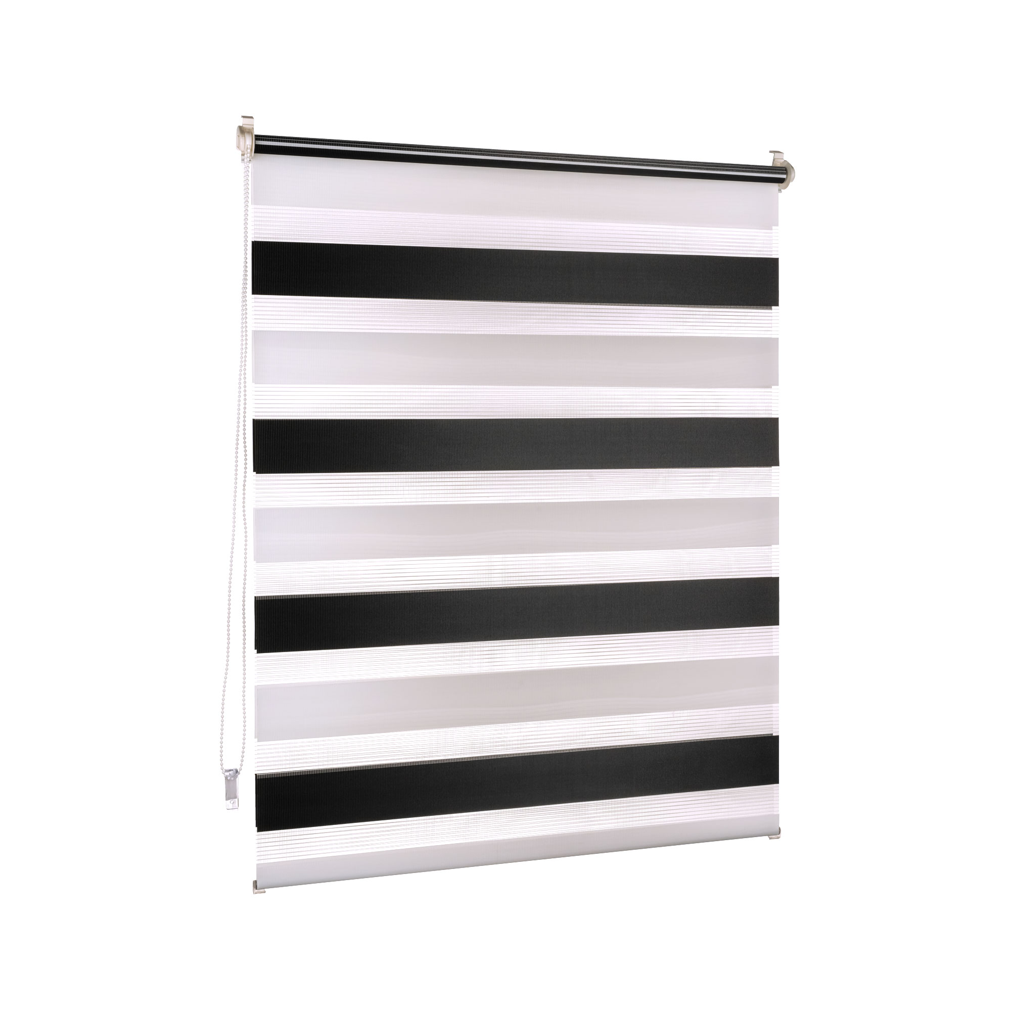 Rollosystem mit Kettenzug und horizontalen Streifen für Lichtregulierung